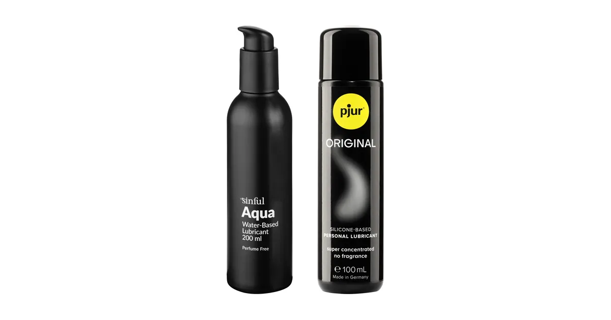 Lubrifiant à base d’eau ou de silicone : Sinful Aqua et pjur Original côte à côte