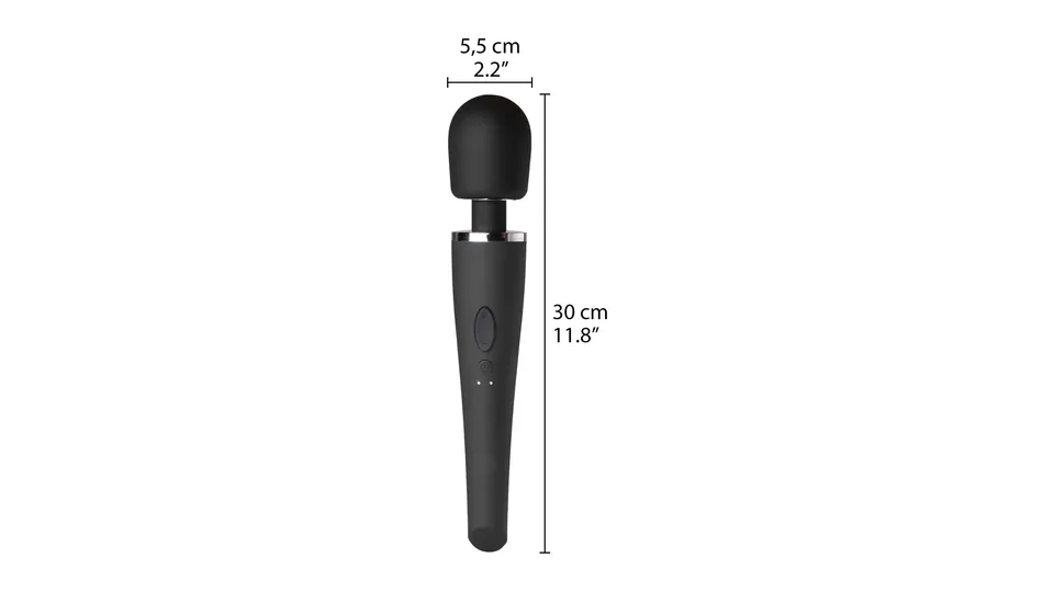 Sinful Luxy vibromasseur wand : avis : schéma de dimensions Sinful : 30 cm de long et 5,5 cm de largeur de tête