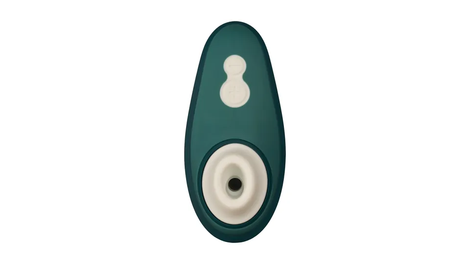 Comparatif stimulateurs clitoridiens: Womanizer Liberty 2 vert foncé, embout vu de face